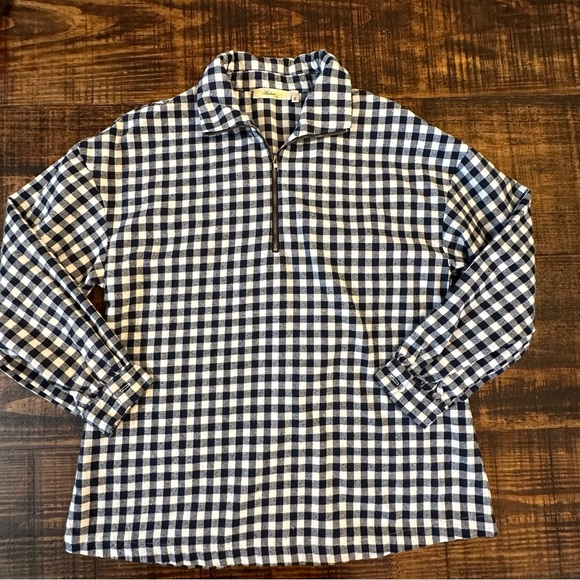 Andree by Unit Blue Gingham 1/4 zip flannel pullover- Like New. - Picture 4 of 6